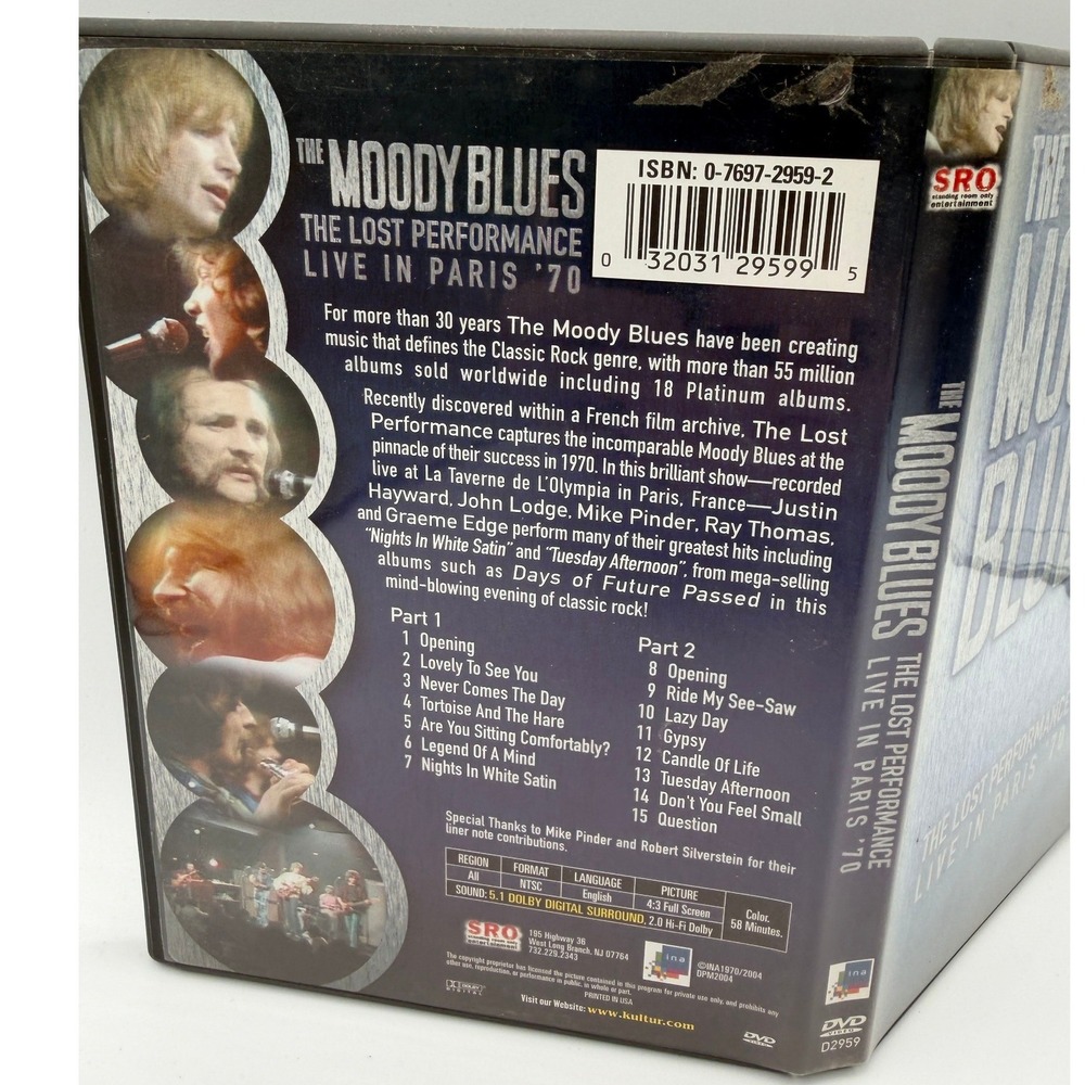 The Moody Blues The Lost Performance Live in Paris 70 DVD Classic Rock Concert